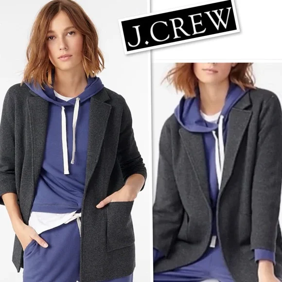 J.CREW Open-Front Merino Wool Blazer Sweater Jacket In Charcoal Size L - Picture 2 of 12